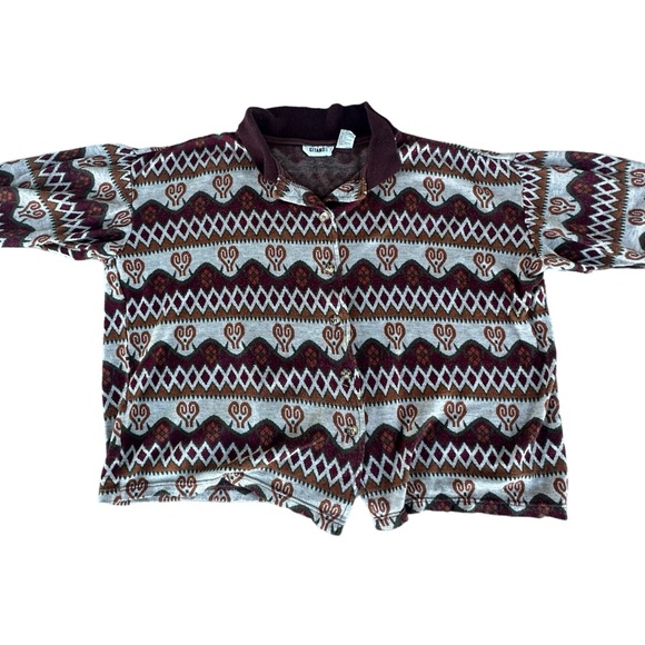 Vintage 1990s Gitano Womens Printed Sweater Cardigan Oversized Small - Picture 5 of 9